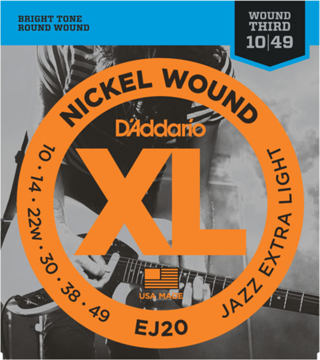 D'addario Jeu De 6 Cordes Ej20 Nickel Wound Jazz Extra Light 10-49 - Cordes Guitare Électrique - Main picture