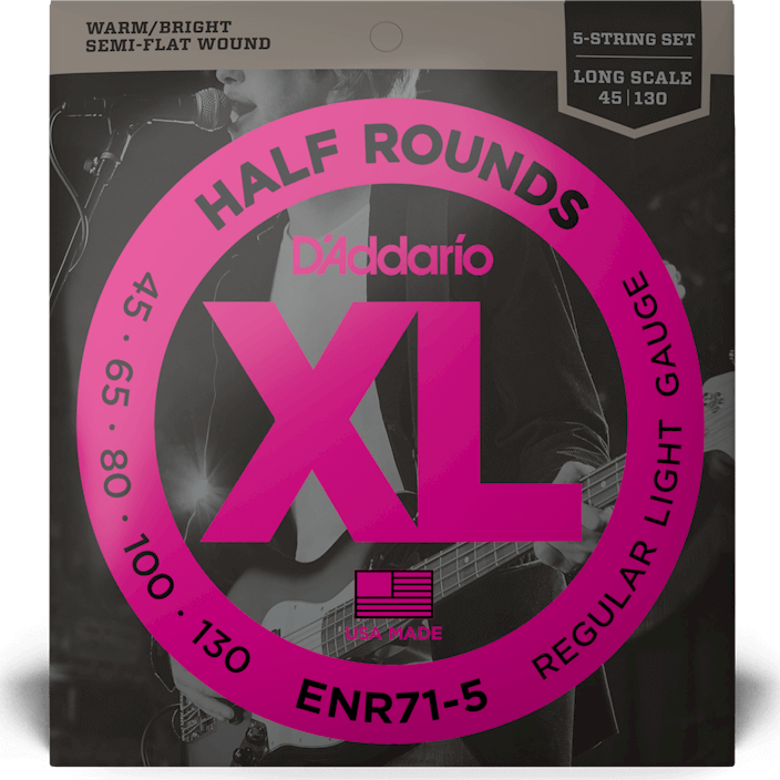 D'addario Jeu De 5 Cordes Enr71-5 Bass (5) Half Rounds Regular Light 5-string / Long Scale 45-130 - Cordes Basse Électrique - Main picture