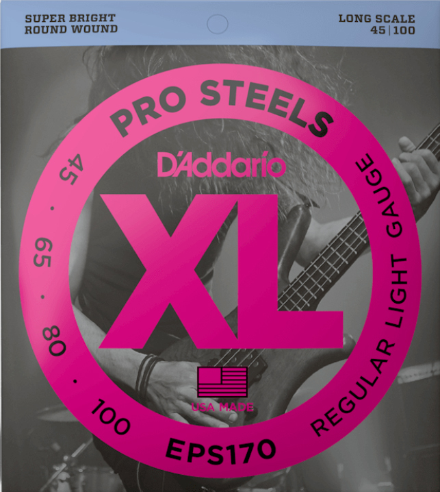 Jeu de cordes pour basse EPS165 45-105 Pro Steel D'addario