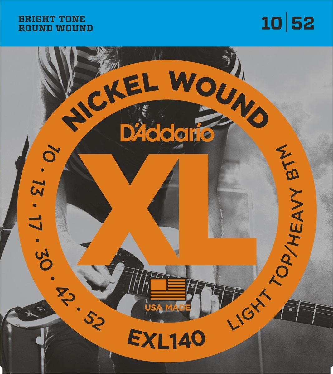 D'addario Jeu De 6 Cordes Exl140 Nickel Round Wound Light Top Heavy Bottom 10-52 - Cordes Guitare Électrique - Main picture