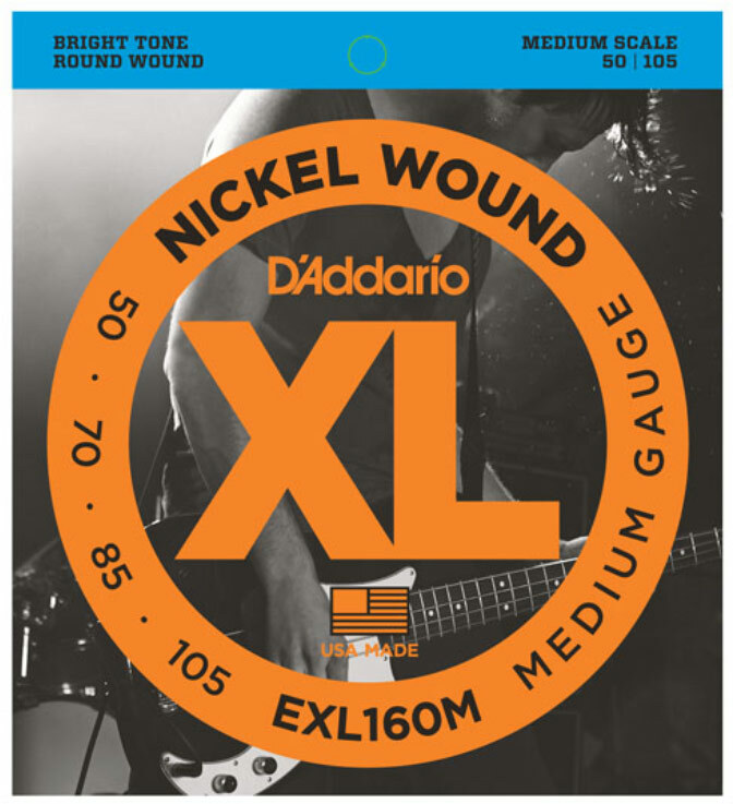 D'addario Exl160m Nickel Round Wound Bass Medium Scale Medium 4c 50-105 - Cordes Basse Électrique - Main picture