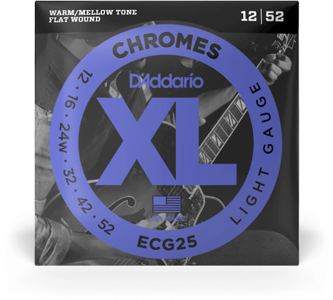 D'addario Jeu De 6 Cordes Guit. Elec. 6c Chromes Jazz 012.052 Ecg25 - Cordes Guitare Électrique - Main picture