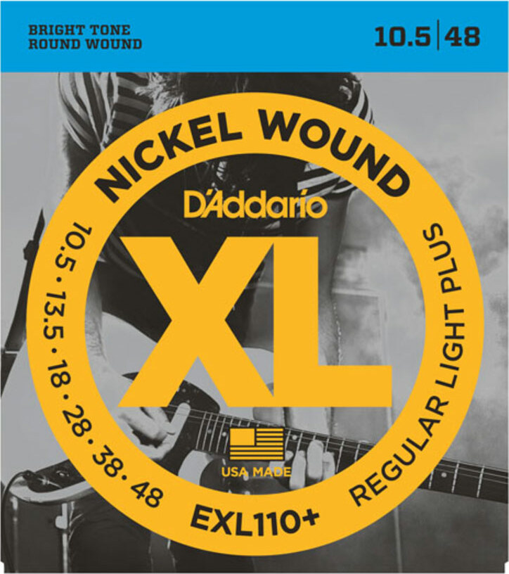 D'addario Guit. Elec. 6c Nickel Round Wound Regular Light Plus 10.5-48 Exl110+ - Cordes Guitare Électrique - Main picture