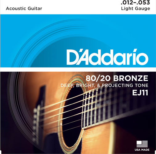 D'addario Jeu De 6 Cordes Guit. Folk 6c 80.20 Bronze 012.053 Ej11 - Cordes Guitare Acoustique - Main picture
