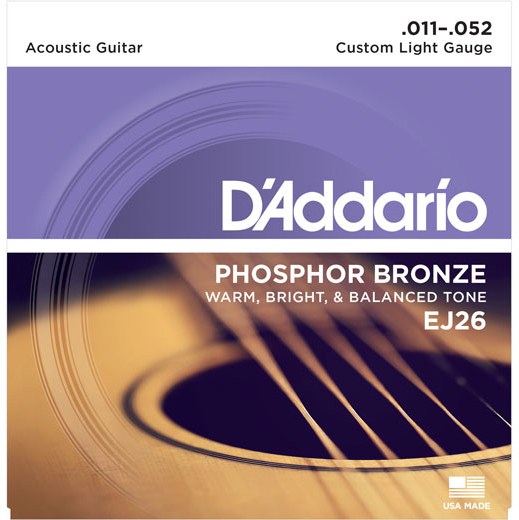 D'addario Jeu De 6 Cordes Guit. Folk 6c Phosphor Bronze 011.052 Ej26 - Cordes Guitare Acoustique - Main picture