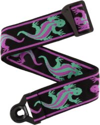 Sangle courroie D'addario 50BALPW01 Auto Lock Vintage Planet Waves, Lizards Green/Purple