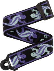 Sangle courroie D'addario 50BALPW02 Auto Lock Vintage Planet Waves, Lizards Green/Blue