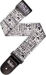 Sangle courroie D'addario 50BTL13 Beatles 1964 US Tour Ticket Stubs Guitar Strap, Black and White