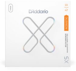 Cordes guitare acoustique D'addario Cordes D'Addario XS 80/20 Bronze avec revêtement pour guitare acoustique, 10-47 Extra Light, pack de 3 jeux - Jeu de 6 cordes