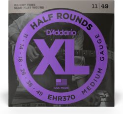 Cordes guitare électrique D'addario EHR370 Electric Half Rounds Medium 11-49 - Jeu de 6 cordes