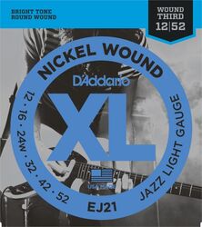 Cordes guitare électrique D'addario EJ21 Nickel Wound Electric Bass 12-52 - Jeu de 6 cordes