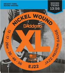 Cordes guitare électrique D'addario EJ22 Nickel Round Wound, Jazz Medium, 13-56 - Jeu de 6 cordes