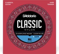 Cordes guitare classique nylon D'addario EJ27H Classic (6) Silver Plated Wrap, Nylon Core, Clear Student Nylon Trebles - Jeu de 6 cordes