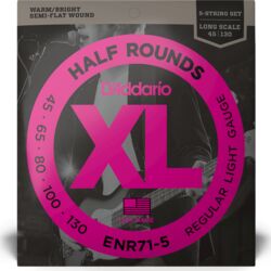 Cordes basse électrique D'addario ENR71-5 Bass (5) Half Rounds Regular Light 5-String / Long Scale 45-130 - Jeu de 5 cordes