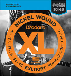 Cordes guitare électrique D'addario EXL110BT Nickel Wound Electric Guitar Regular Light 10-46 - Jeu de 6 cordes