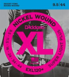 Cordes guitare électrique D'addario EXL120+ Electric Super Light Plus 9.5-44 - Jeu de 6 cordes