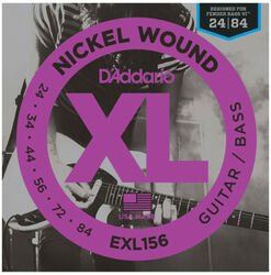 Cordes basse électrique D'addario EXL156 Nickel Round Wound, Fender Bass VI, 24-84 - Jeu de 6 cordes