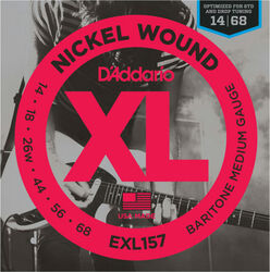 Cordes guitare électrique D'addario EXL157 Nickel Round Wound, Baritone Medium, 14-68 - Jeu de 6 cordes