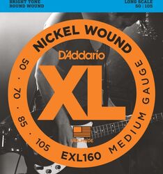 Cordes basse électrique D'addario EXL160 Nickel Wound Electric Bass 50-105 - Jeu de 4 cordes
