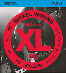 Cordes basse électrique D'addario EXL230 Nickel Wound Electric Bass 55-110 - Jeu de 4 cordes