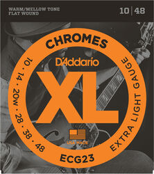 Cordes guitare électrique D'addario ECG23 XL Chromes Flat Wound Extra Light - .010.048 - Jeu de 6 cordes