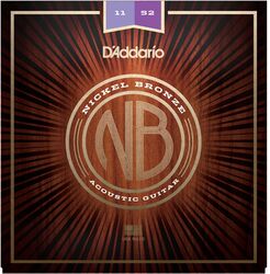 Cordes guitare acoustique D'addario NB1152 Acoustic Nickel Bronze Set 11-52 - Jeu de 6 cordes