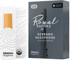 Anche saxophone D'addario RHKP10SSX400 Royal Hemke Organic Soprano Saxophone Reeds, Strength 4.0, 10-pack