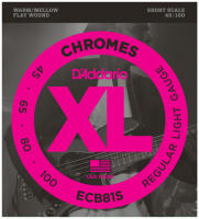 ECB81S Chromes Flatwound Bass, Short Scale, 45-100 - jeu de 4 cordes