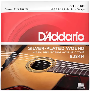 Cordes guitare acoustique D'addario EJ84M Gypsy Jazz Guitar 6-String Set Loop End Medium 11-45 - Jeu de 6 cordes