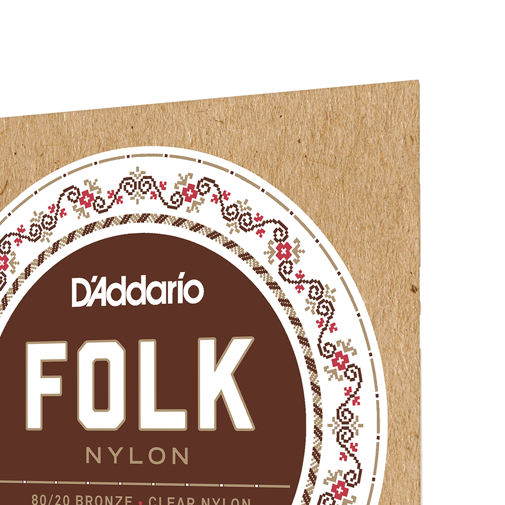 D'addario Ej33 Folk Nylon (6) 80/20 Bronze Wrap, Nylon Core, Clear Nylon Trebles Ball End - Cordes Guitare Classique Nylon - Variation 2