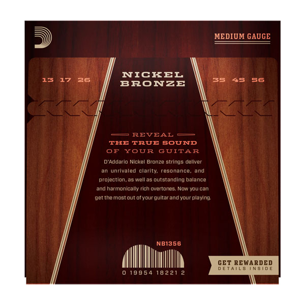 D'addario Nickel Bronze Acoustic Guitar Nb1356 Medium 13-56 - Cordes Guitare Acoustique - Variation 1