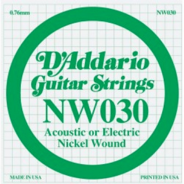 D'addario Corde Au DÉtail Electric (1) Nw030  Single Xl Nickel Wound 030 - Cordes Guitare Électrique - Variation 1