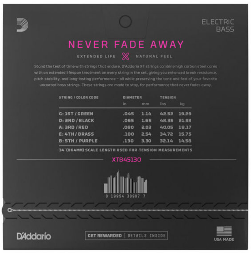 D'addario Xtb45130 Nps Electric Bass Long Scale 5c 45-130 - Cordes Basse Électrique - Variation 1