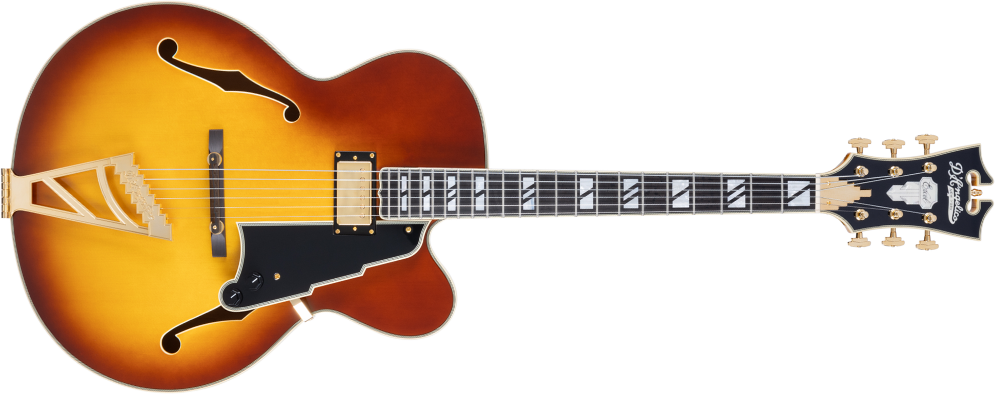 D'angelico Exl1 Excel 1h Ht Eb - Dark Iced Tea Burst - Guitare Électrique 3/4 Caisse & Jazz - Main picture