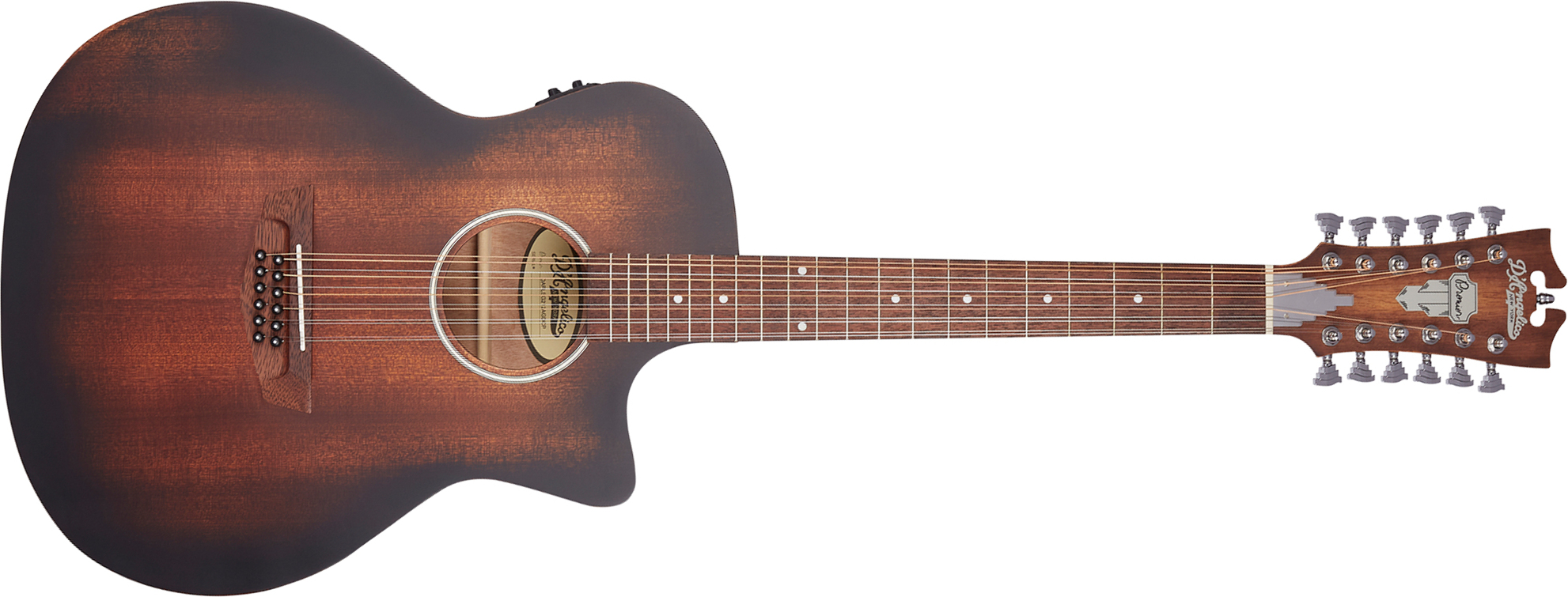 D'angelico Premier Fulton Ls 12-string Grand Auditorium Cw 12c Tout Acajou Mer - Aged Mahogany - Guitare Folk - Main picture
