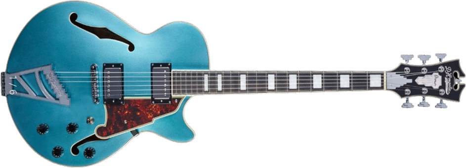 D'angelico Ss Premier 2h Ht Rw - Ocean Turquoise - Guitare Électrique 3/4 Caisse & Jazz - Main picture
