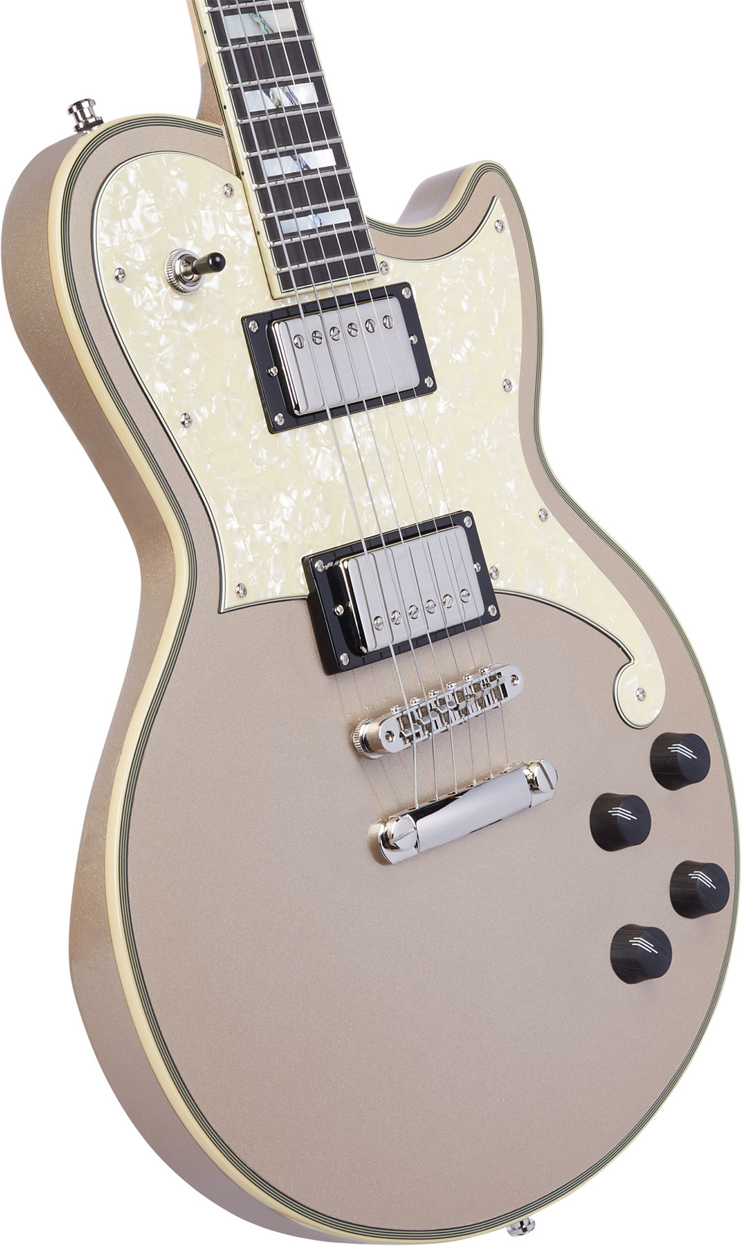 D'angelico Deluxe Atlantic 2h Ht Eb - Desert Gold - Guitare Électrique Single Cut - Variation 3