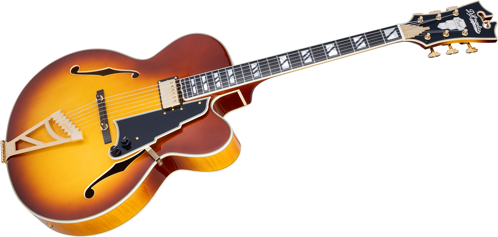 D'angelico Exl1 Excel 1h Ht Eb - Dark Iced Tea Burst - Guitare Électrique 3/4 Caisse & Jazz - Variation 2