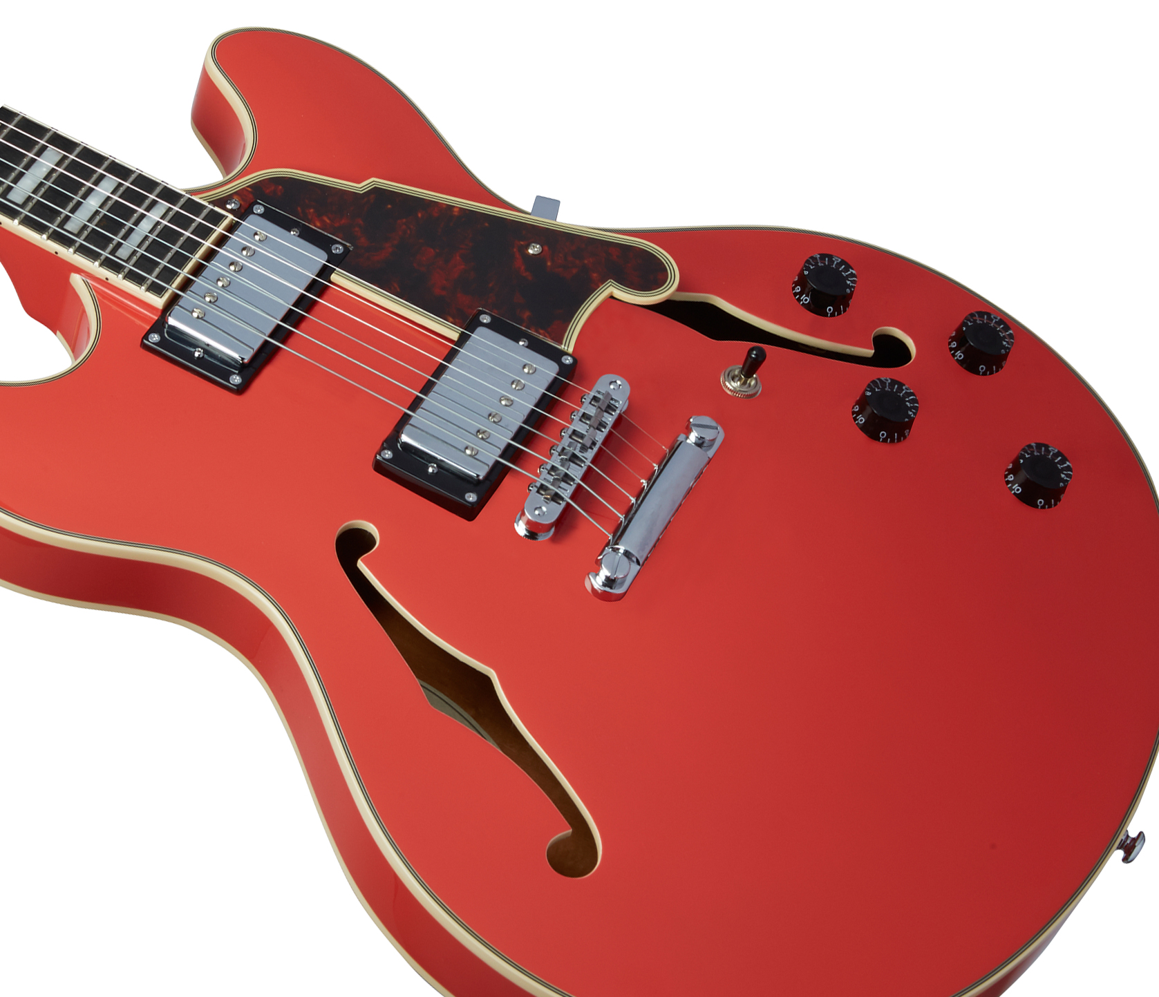 D'angelico Premier Dc 2h Ht Ova - Fiesta Red - Guitare Électrique 1/2 Caisse - Variation 3
