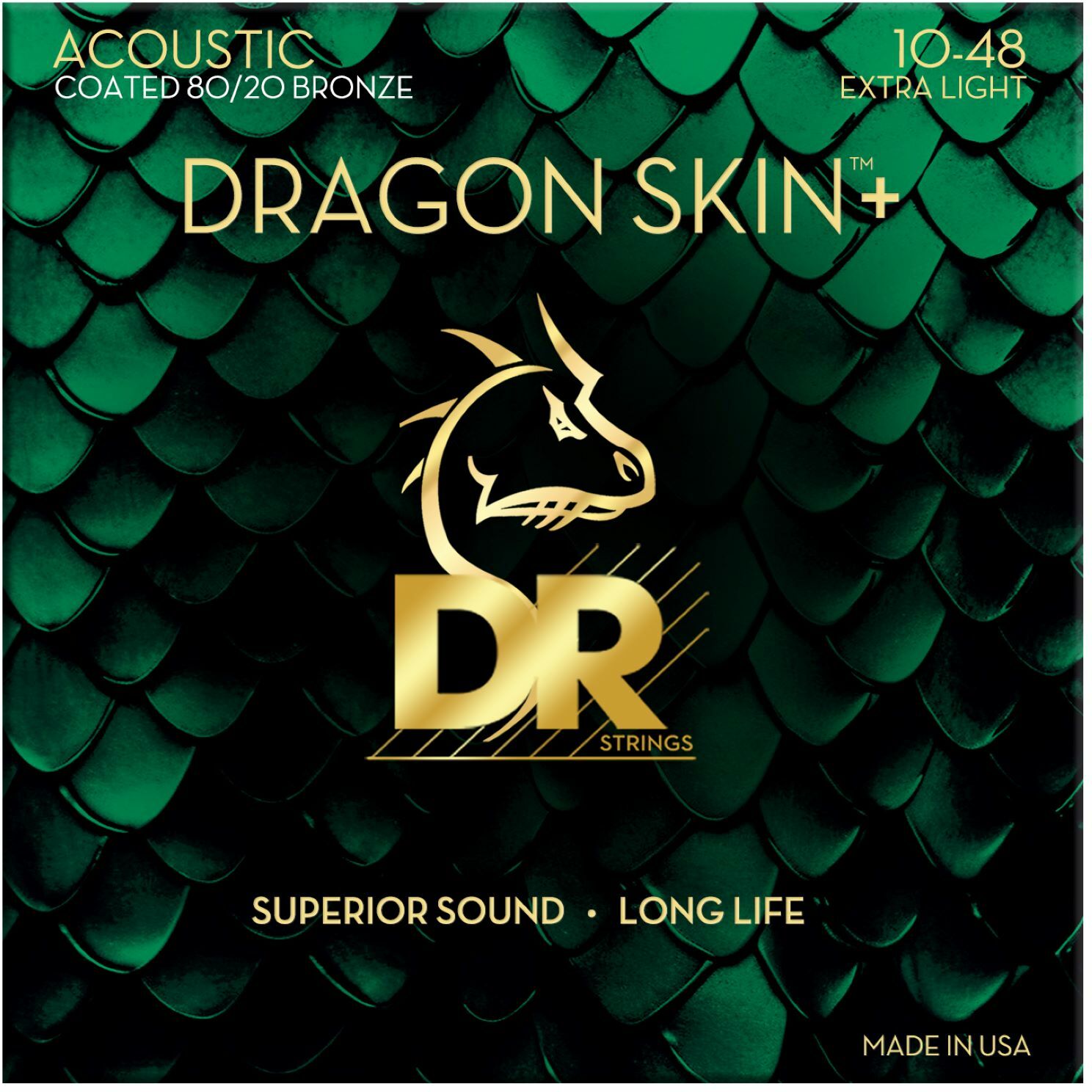Dr Jeu De 6 Cordes Dragon Skin+ Core Technology Coated Wrap 80/20 10-48 - Cordes Guitare Acoustique - Main picture