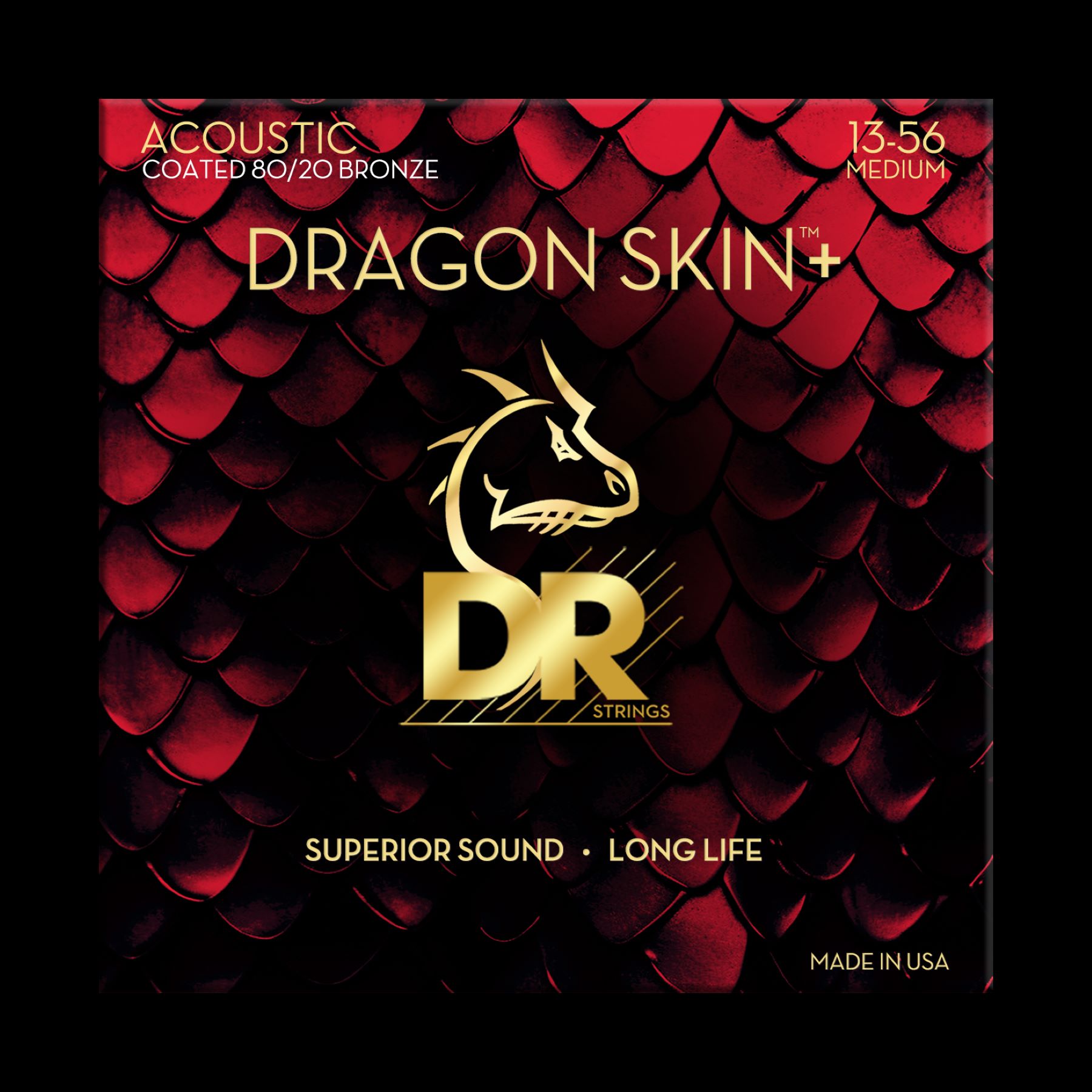 Dr Jeu De 6 Cordes Dragon Skin+ Core Technology Coated Wrap 80/20 13-56 - Cordes Guitare Acoustique - Variation 1