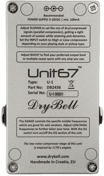 Drybell Unit 67 Boost Compressor Eq - PÉdale Compression / Sustain / Noise Gate - Variation 3