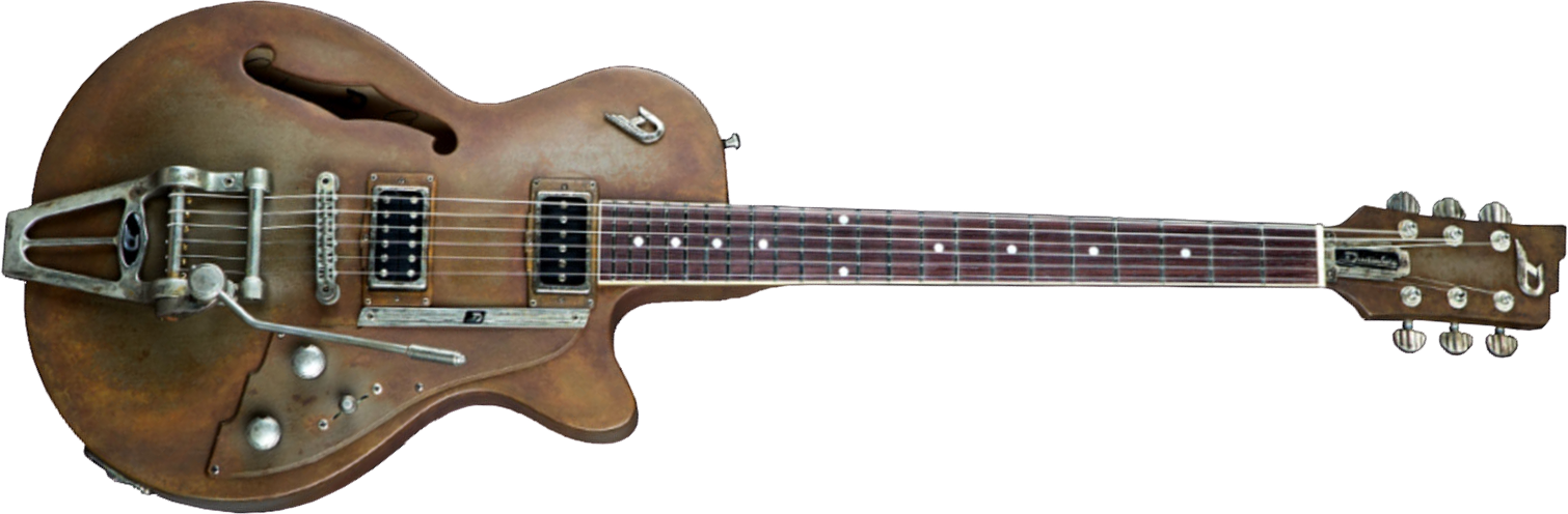 Duesenberg Custom Shop Starplayer Tv Hs Trem Rw - Rusty Steel - Guitare Électrique 1/2 Caisse - Main picture