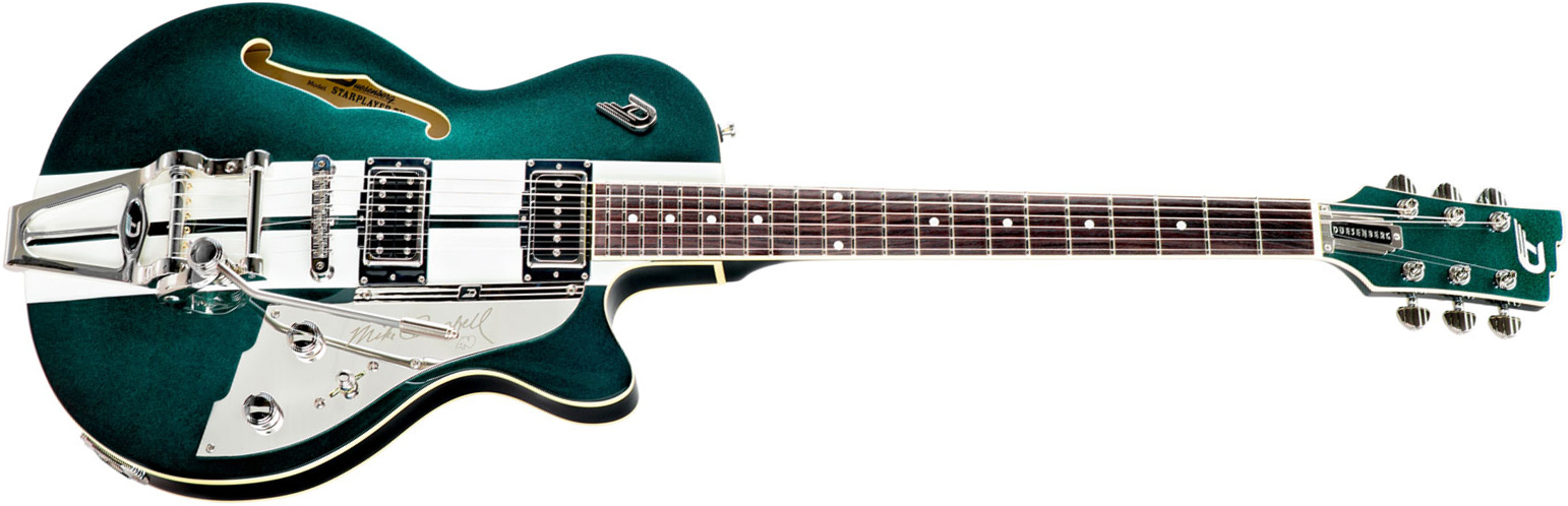 Duesenberg Mike Campbell Starplayer Tv 40th Ann. Alliance Signature Hs Trem Rw - Metallic Racing Green - Guitare Électrique 1/2 Caisse - Main picture