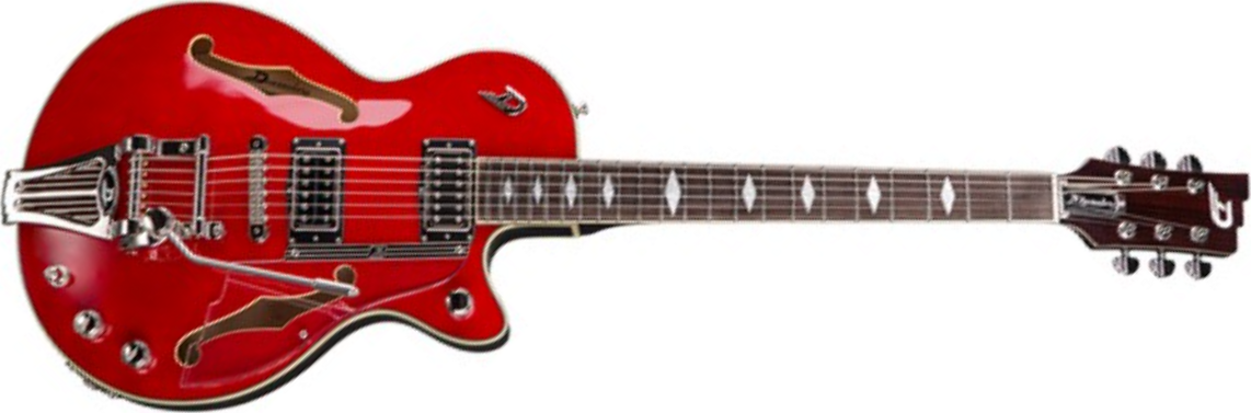 Duesenberg Starplayer Tv Deluxe Double F-hole Hs Trem Rw - Crimson Red - Guitare Électrique 1/2 Caisse - Main picture