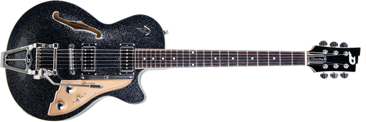 Duesenberg Starplayer Tv Hs Trem Rw - Black Sparkle - Guitare Électrique 1/2 Caisse - Main picture