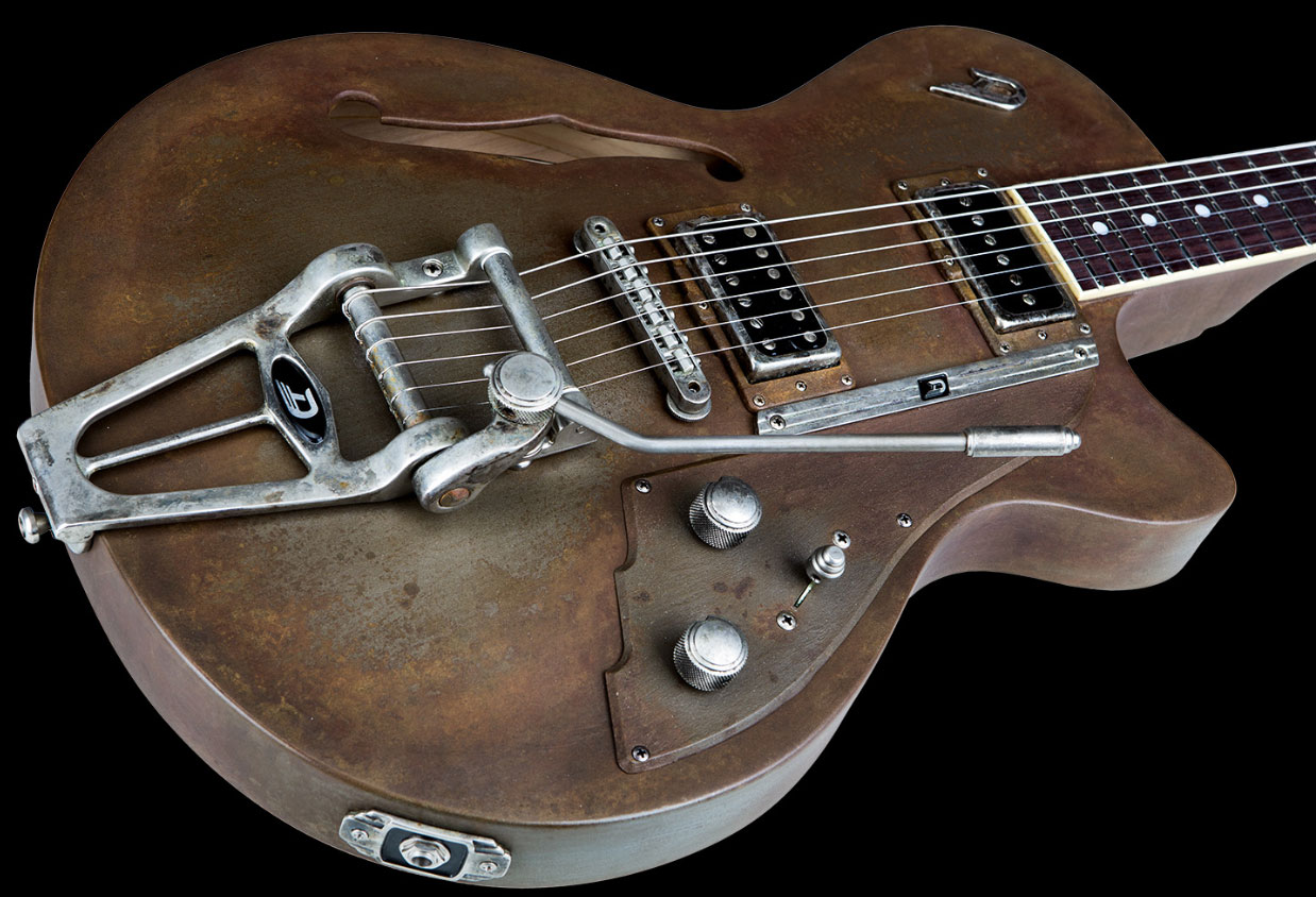 Duesenberg Custom Shop Starplayer Tv Hs Trem Rw - Rusty Steel - Guitare Électrique 1/2 Caisse - Variation 1