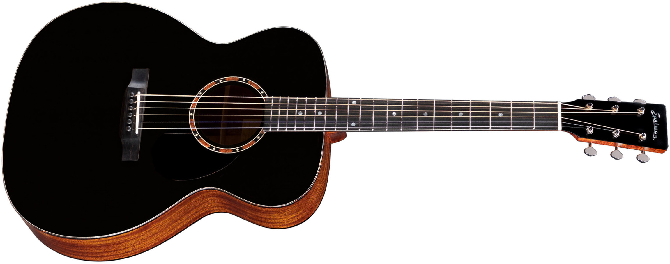 Eastman E2om Traditional Orchestra Model Cedre Sapele Eb - Truetone Satin Black - Guitare Acoustique - Main picture