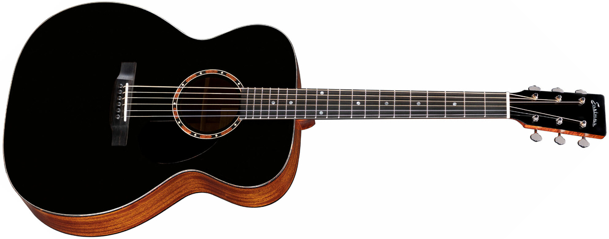 Eastman E2om Traditional Orchestra Model Cedre Sapele Eb - Truetone Satin Black - Guitare Acoustique - Main picture