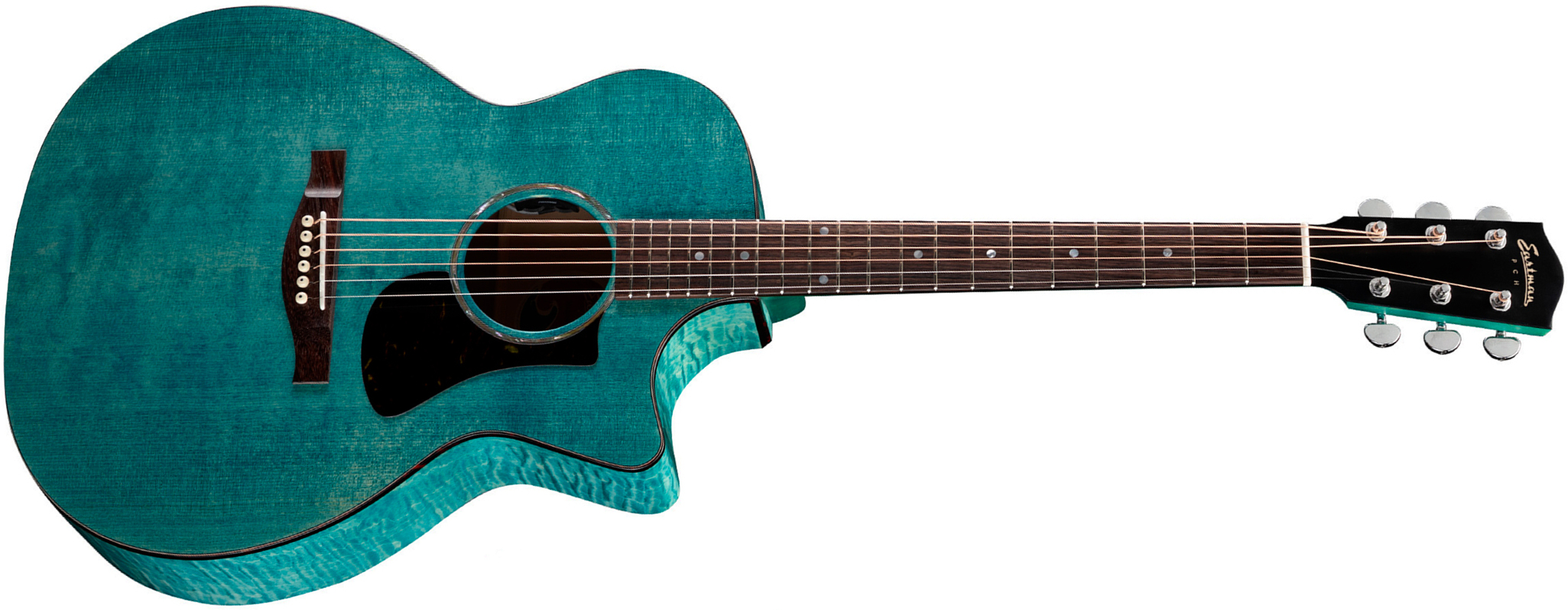 Eastman Pch3-gace Grand Auditorium Cw Epicea Erable Rw - Truetone Gloss Faded Blue - Guitare Folk - Main picture
